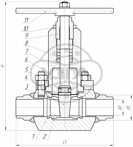 Задвижка клиновая стальная под приварку Dn15 Pn25 Ст. 20 30с64нж