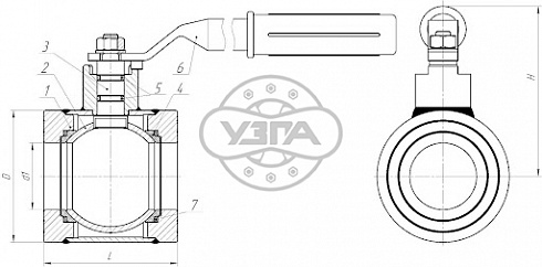 Кран шаровой типа ГШК с укороченной длиной межфланцевый Dn100 Pn6 12Х18Н10Т